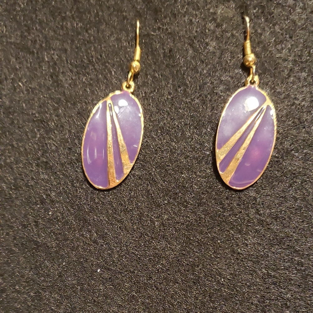 5 for $15.  Vintage purple enamel goldtone earrings